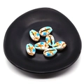 7pcs sea turtle shell beads 9x19mm with blue and orange starfish prints for DIY jewelry - Blue And Orange Starfish Pattern (Style 2)