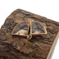 Faceted natural crystal fan pendant in champagne gold with metallic gold plated edges - Size 15 / 17x19mm (50 Pieces/pack)