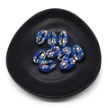 Blue cowrie shell beads with colorful floral pattern for DIY jewelry making - No. 4 (20 Pieces/pack) / 9x19mm 1.5g/Piece