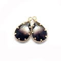 Waterdrop-shaped dark gemstone pendant with golden faceted setting for jewelry - US 4 / 11x18mm