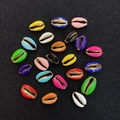 Colorful oval enamel shell beads with gold plated edges for DIY jewelry making and crafts - 20 Pieces/Pack (14x20mm) / Multicolor