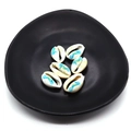 Natural seashell turtle beads with turquoise seahorse print for DIY jewelry making - Green And Dark Blue Seahorse Pattern (Style 4)