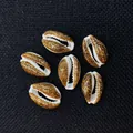 Set of six natural cowrie shells with brilliant gold glitter coating for DIY jewelry - 14x19mm (20 Pieces/Pack) / Gold