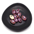 Colorful floral painted natural cowrie shell beads for bohemian jewelry DIY crafting - No. 6 (20 Pieces/pack) / 9x19mm 1.5g/Piece