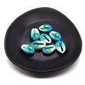 Blue and white gradient natural shell beads with turtle print for DIY jewelry - Blue White Gradient Turtle Pattern (Style 5)