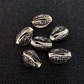 Natural cowrie shell beads with starry black and silver glitter finish for DIY jewelry - 14x19mm (20 Pieces/Pack) / Black