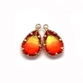 Waterdrop shape crystal pendant with red and yellow gradient faceted stone and gold claw - US 8