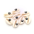 Natural conch shell beads with evil eye inlay for DIY bohemian jewelry making - Black Eye Style (8)