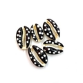 DIY jewelry beads set with five black and white polka dot shell style charms - Black (20 Pieces/pack) / 13x20mm
