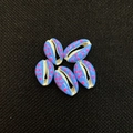Natural cowrie shell charms with light blue base and pink polka dots for jewelry DIY - 13x20mm (20 Pieces/Pack) / Blue and Purple