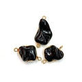 Connettore per gioielli fai-da-te con ciondolo in conchiglia nera e bordo oro - Nero