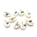 Natural conch shell beads with blue evil eye design for DIY jewelry making - Blue Eye Style (2)