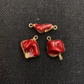 Connettori rossi per gioielli a forma di dente con placcatura dorata per fai da te - Rosso