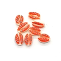 Polished orange cowrie shells with blue polka dots for DIY jewelry making - 9x19mm 1.5g / 20 Pieces Set / Orange Red With Blue Polka Dots