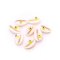 Natural white cowrie shell beads with yellow evil eye print for DIY jewelry making - Yellow Eye Style (4)