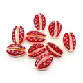 DIY shell beads with red stripes and blue dots for bohemian necklace making - 9x19mm (20 Pieces/Pack) / Red with Blue Polka Dots (No.5)