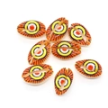 Macro shot of hand-painted evil eye patterns on natural seashell beads for DIY jewelry - Multicolor Striped (Style 5)