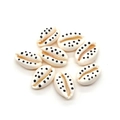 Perle di conchiglia cauri bianche naturali con motivi a pois neri per gioielli fai da te - 9x19mm (20 Pezzi/Confezione) / Bianco con pois neri (N. 7)