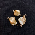 Pendaglio in conchiglia barocca champagne con connettore dorato per gioielli DIY - Giallo