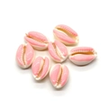 Pink and white glazed cowrie shell beads for DIY jewelry making 7-piece set - Size 4