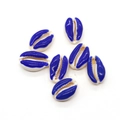 Macro detail of blue glazed natural cowrie shells for DIY jewelry making and summer crafts - Size 9