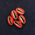 DIY bohemian red electroplated natural shell beads with metallic gold edge finish - 20 Pieces/Pack (14x20mm) / Red