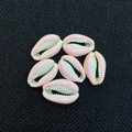 DIY shell beads in pale pink glaze with natural cream white interior on black fabric - 20 Pieces Set / Pink