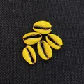 Set of five bright yellow shell-shaped alloy beads with golden metal trim for DIY jewelry - 20 Pieces/Pack (14x20mm) / Yellow