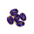 Deep purple shell beads with gold plated edges for DIY bracelet making five pieces set - 20 Pieces/Pack (14x20mm) / Dark Purple