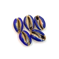 Set of five royal blue electroplated shell beads with gold metal edges for DIY jewelry - 20 Pieces/Pack (14x20mm) / Dark Blue