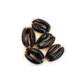 Set of five black shell beads with gold plated edges for DIY jewelry making - 20 Pieces/Pack (14x20mm) / Black