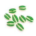 Vibrant emerald green and white shell-shaped resin beads for DIY jewelry making - Size 7