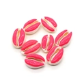 Detailed macro shot of hot pink and white cowrie shell beads for DIY jewelry making - No. 1