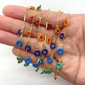 Cadena dorada con dijes de anillos de esmalte multicolor sostenida para joyas DIY - Multicolor 1