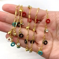 Largas arracadas bañadas en oro con anillos de esmalte de colores y cristales de circón - Multicolor 2