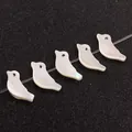 Cinque perline a uccello 6x15mm in conchiglia naturale con lustro arcobaleno per gioielli fai-da-te - Forma di Uccello