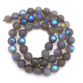Polished natural labradorite round stone beads with blue iridescent flash for jewelry DIY - 6mm / Labradorite (No.1)