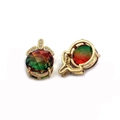 Faceted pineapple crystal pendant with red orange green gradient and gold base - Number 2 / 13x19mm 9mm Thick (20 Pieces/pack)