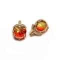 Elegante Goldohrringe mit facettierten orangefarbenen Steinen und Diamantakzenten - Größe 3 / 13 X 19 Mm 9 Mm Dick (20 Stück/packung)