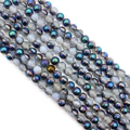 Strands of metallic iridescent dragon vein agate beads with unique crackle texture - Aurora Grey White (Style 1) / 6mm