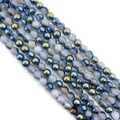 Deep blue electroplated dragon vein agate beads and grey crackle quartz for DIY jewelry - Aurora Blue Grey (Style 2) / 6mm