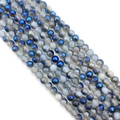Blue electroplated dragon vein agate loose beads for DIY jewelry making accessories - Metallic Blue Grey (Style 3) / 6mm