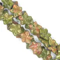 Sternförmige Unakit-Natursteinperlen mit grün-rötlich-braunem poliertem Finish - 15x15x7mm / Unakit