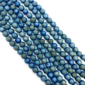 Frosted deep blue agate druzy beads with green polar light for DIY jewelry making - 6mm / Deep Cyan Blue (No. 1)