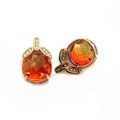 Facettierter orangefarbener Kristallanhänger mit Goldfassung und Zirkoniasteinen - Größe 12 / 13 X 19 Mm 9 Mm Dick (20 Stück/packung)