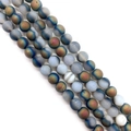 Polished metallic gradient agate beads with frosted texture and druzy crystal surface - Blue Gold Red Gray (Type 8)