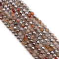 Polished silver metal and translucent reddish-brown crackle agate round beads for DIY jewelry - 6mm / Silver And Brown Mix (No.3)