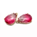 Pendaglio a goccia in cristallo rosso sfaccettato con placcatura in oro per DIY - 13x21mm (20 Pezzi/Confezione) / Sfumato Rosa (N. 7)