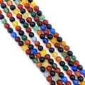 Colorful dragon vein agate round beads for DIY jewelry making in various vibrant shades - No. 12 Rainbow Mix