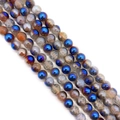 Blue and brown crackle agate loose beads for DIY jewelry making with metallic finish - 6mm / Blue Gray Brown Crackled (No.4)